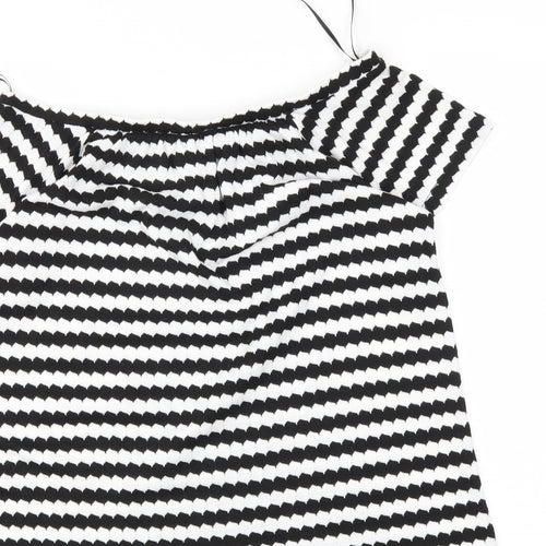 F&F Womens Black Striped  Basic Blouse Size 8