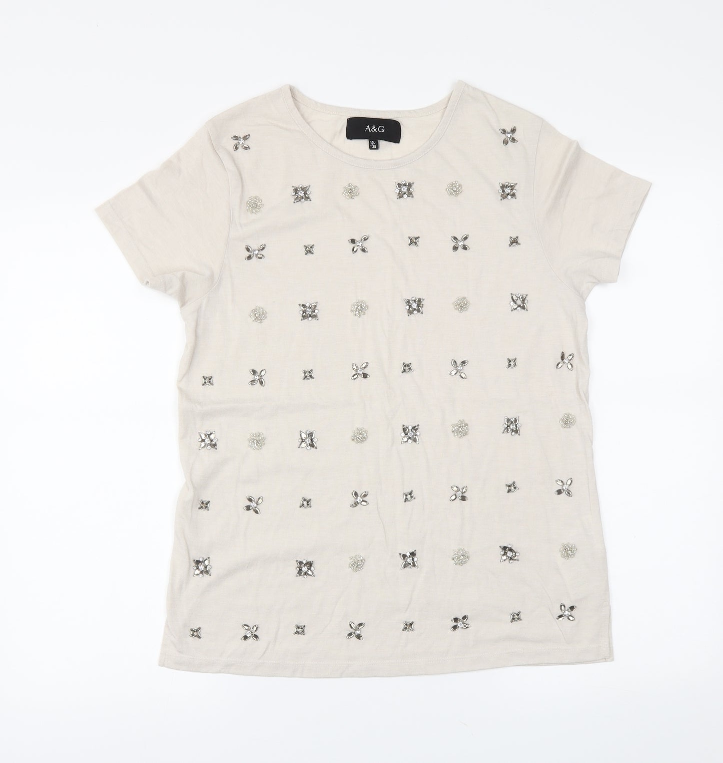 A&G Womens Beige   Basic T-Shirt Size 10
