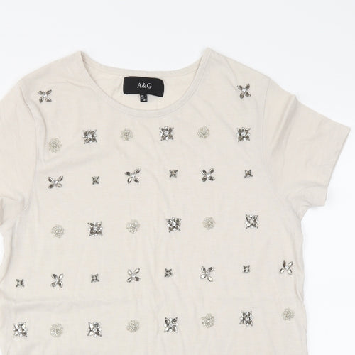 A&G Womens Beige   Basic T-Shirt Size 10