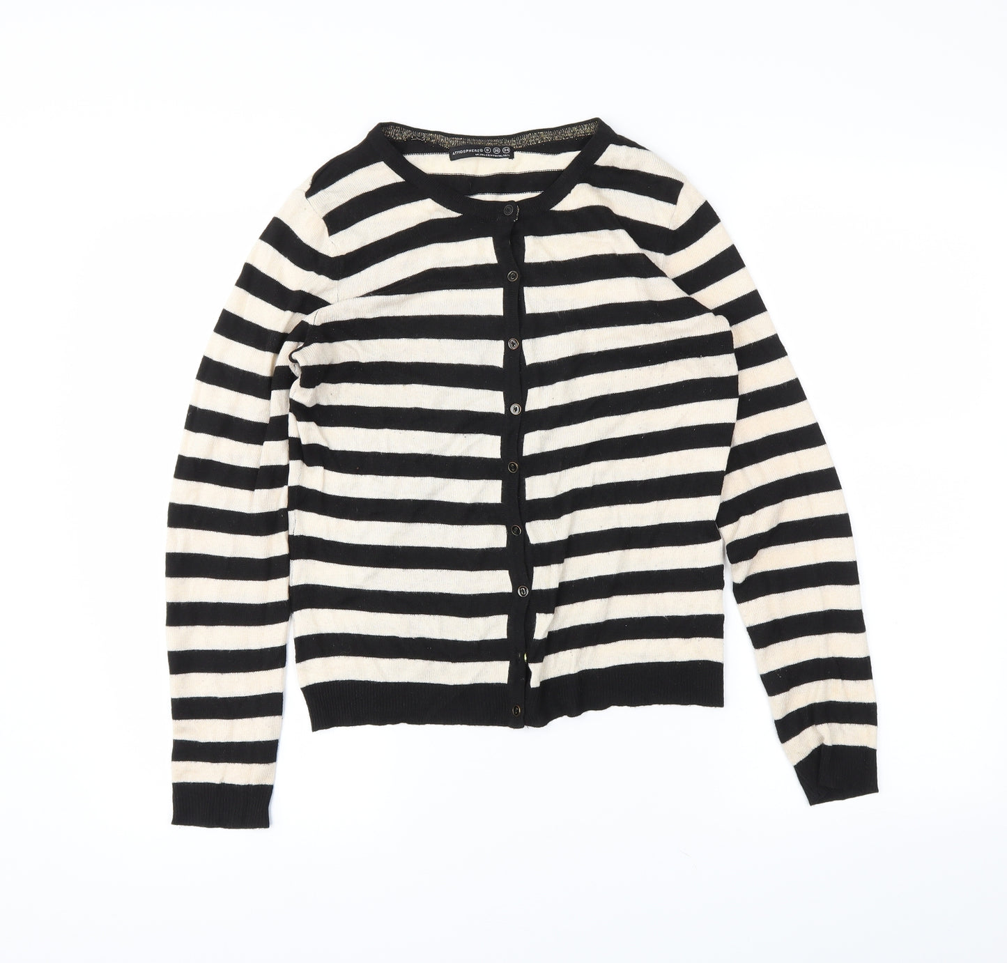 Atmosphere Womens Black Striped  Cardigan Jumper Size 8