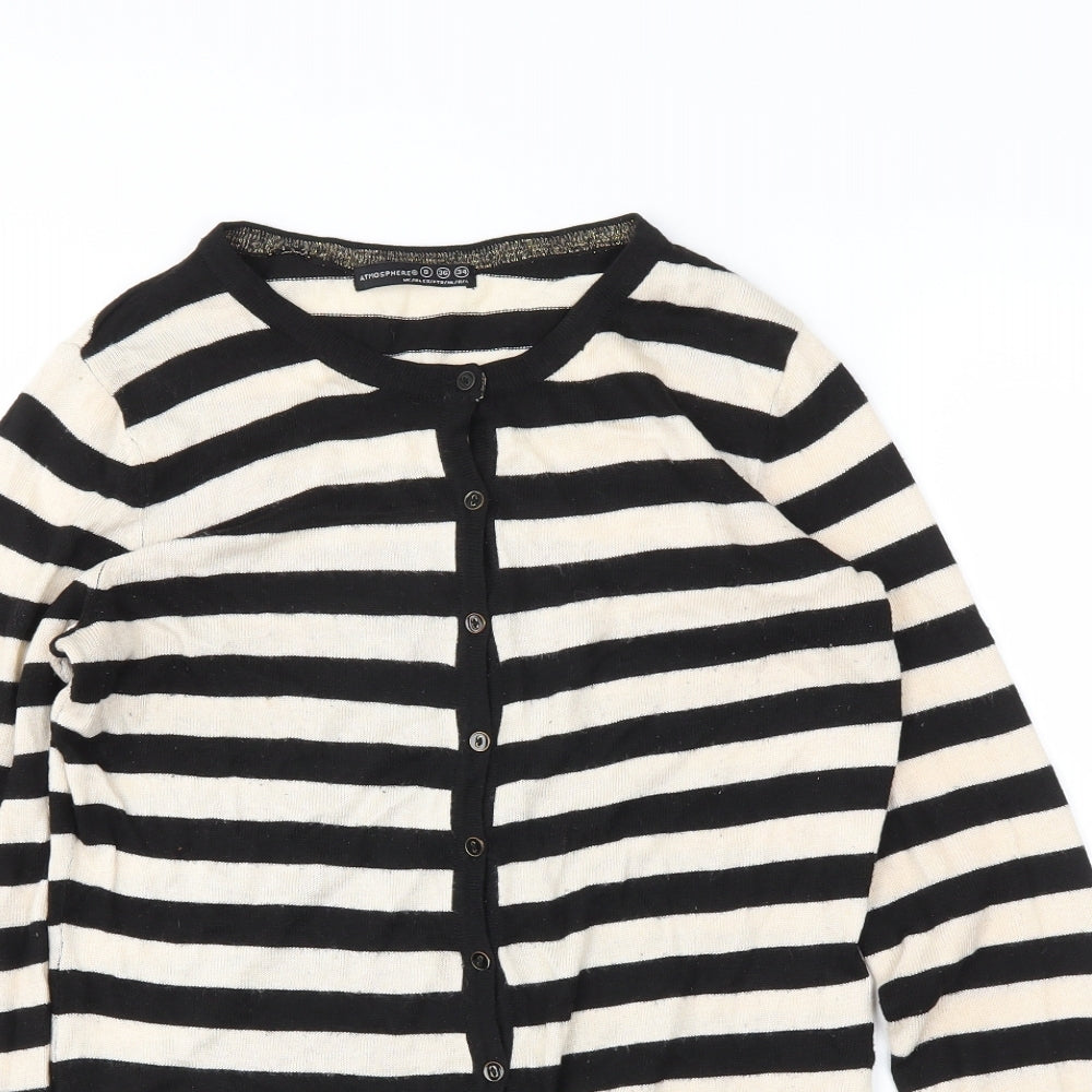 Atmosphere Womens Black Striped  Cardigan Jumper Size 8