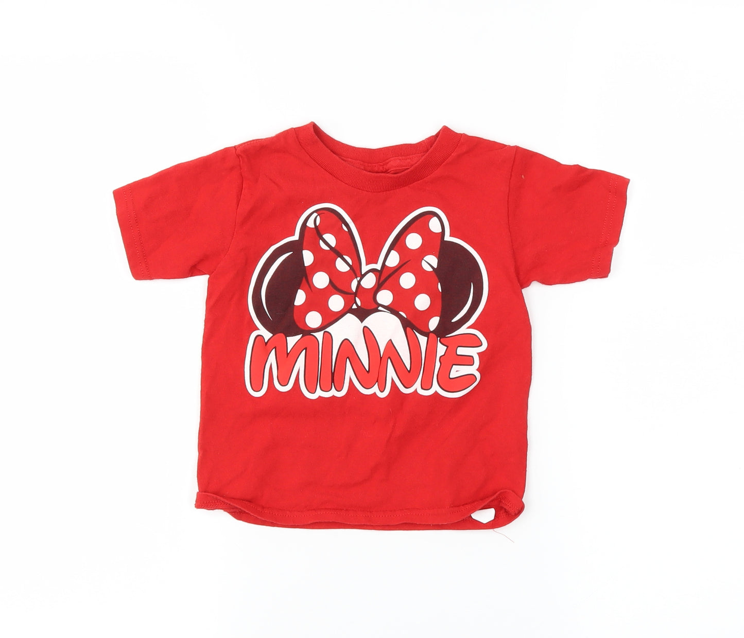 Disney Girls Red   Basic T-Shirt Size 18-24 Months
