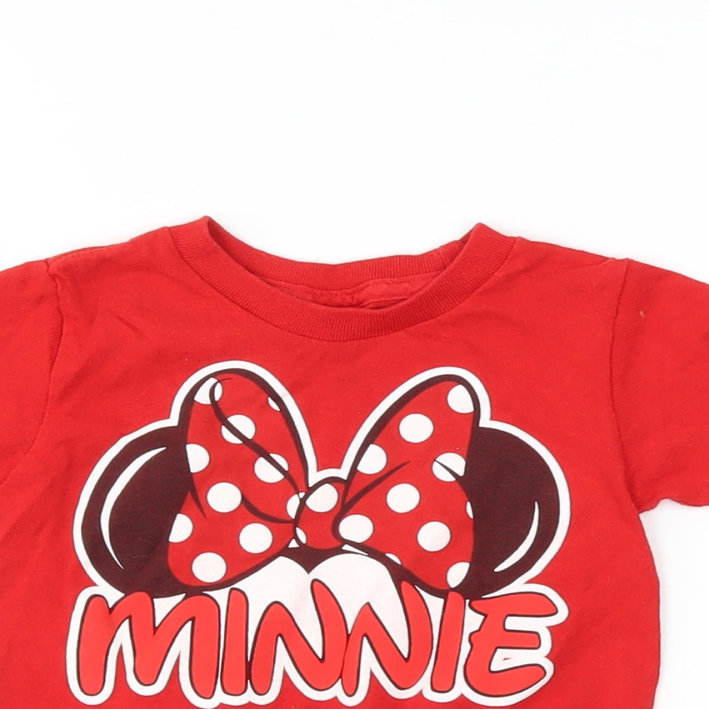 Disney Girls Red   Basic T-Shirt Size 18-24 Months