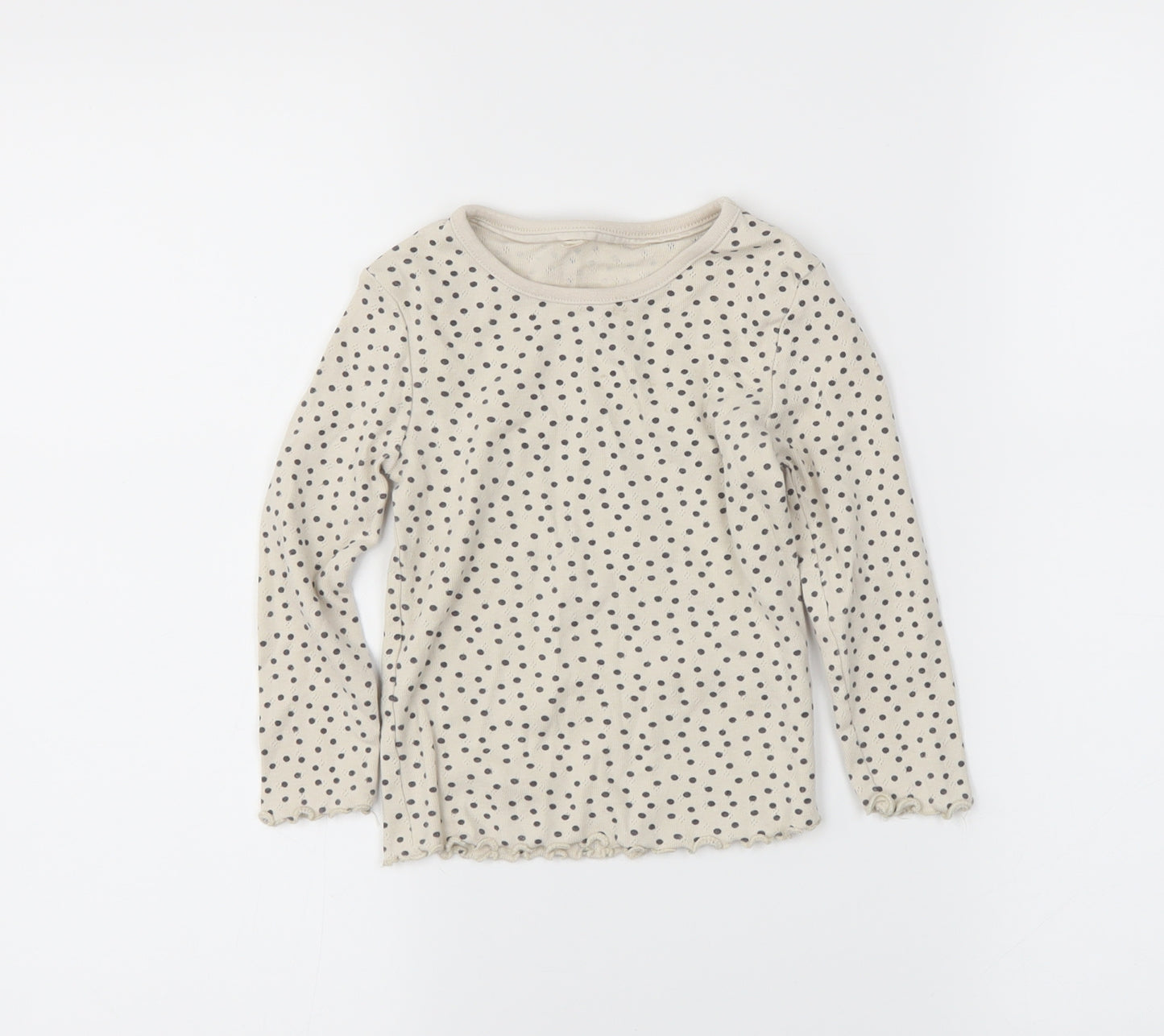 George Girls Ivory Polka Dot  Basic T-Shirt Size 2-3 Years