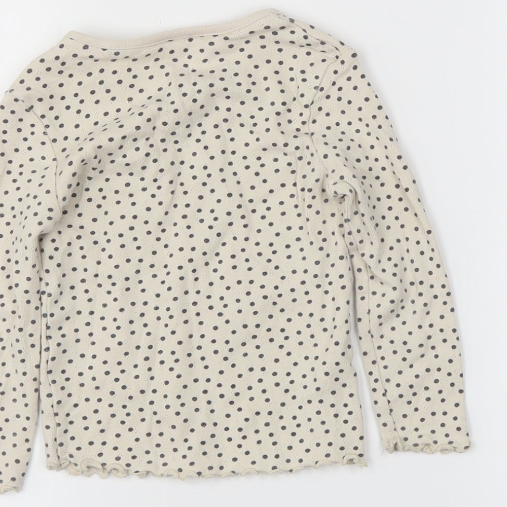 George Girls Ivory Polka Dot  Basic T-Shirt Size 2-3 Years