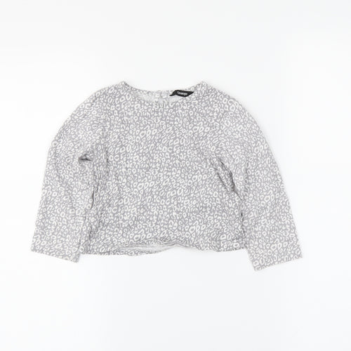 George Girls Grey Animal Print  Basic T-Shirt Size 2 Years