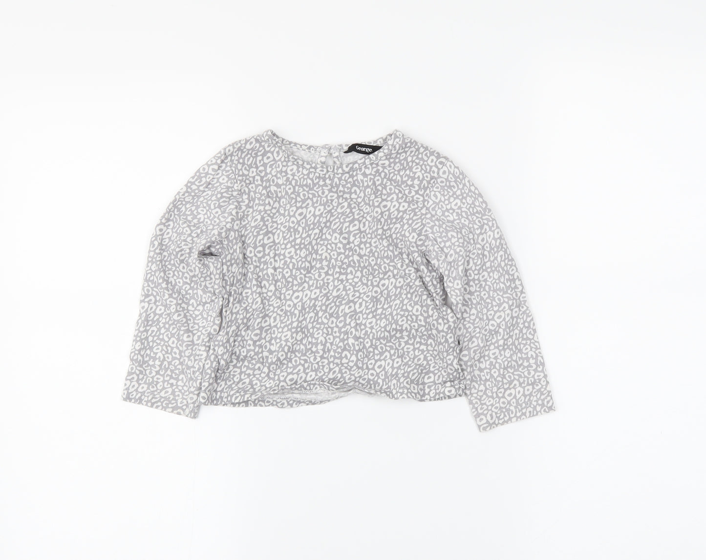 George Girls Grey Animal Print  Basic T-Shirt Size 2 Years