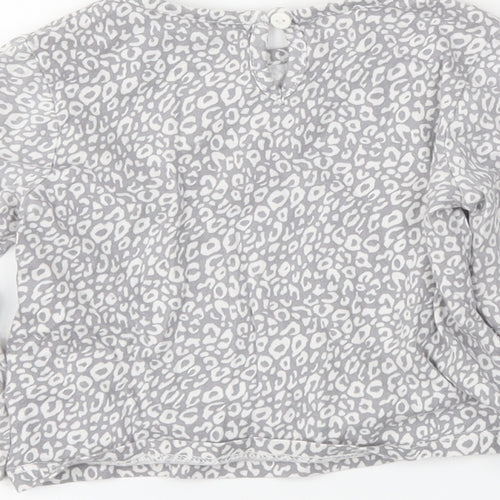 George Girls Grey Animal Print  Basic T-Shirt Size 2 Years