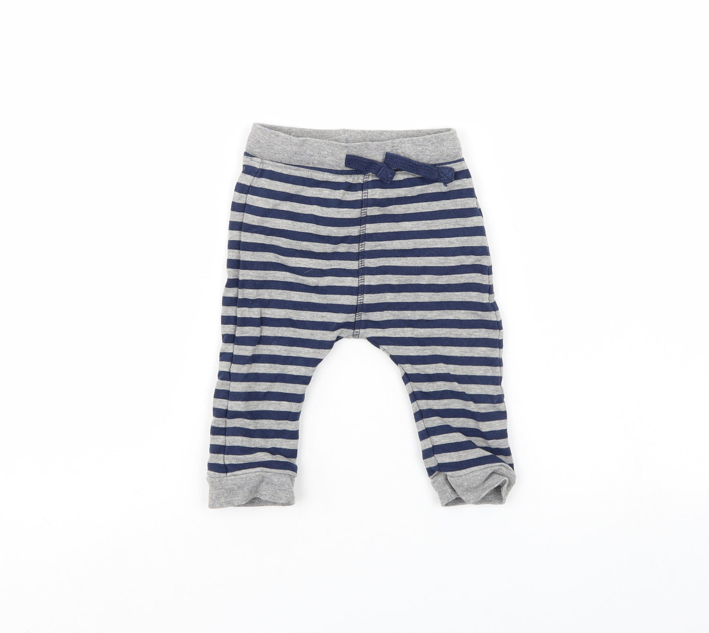 M&S Boys Multicoloured Striped  Sweatpants Trousers Size 9-12 Months