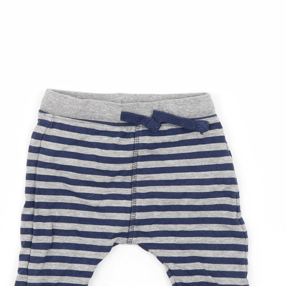 M&S Boys Multicoloured Striped  Sweatpants Trousers Size 9-12 Months