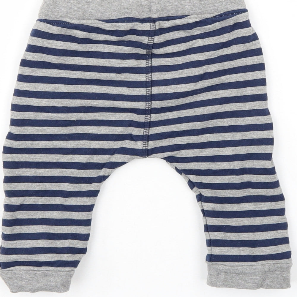 M&S Boys Multicoloured Striped  Sweatpants Trousers Size 9-12 Months