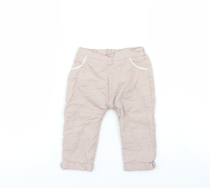 Nutmeg Girls Beige Polka Dot Windbreaker Trousers Size 9-12 Months