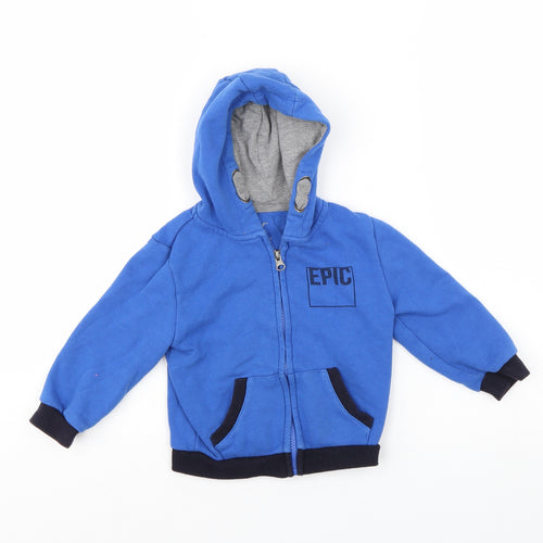Rebel Boys Blue   Full Zip Hoodie Size 2-3 Years