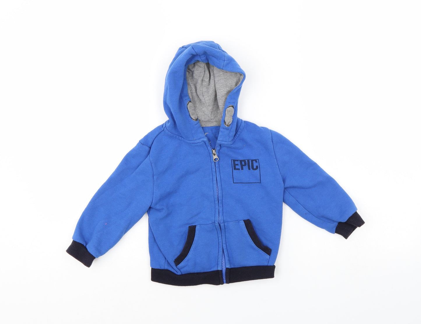 Rebel Boys Blue   Full Zip Hoodie Size 2-3 Years