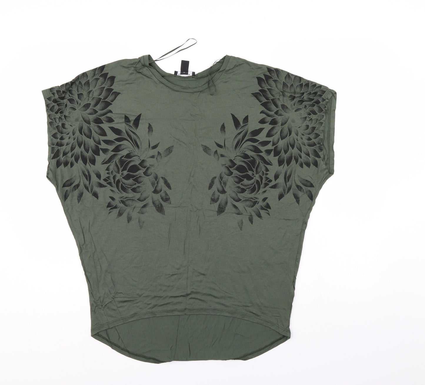New Look Womens Green Floral  Basic Blouse Size 10  - Bat Wing
