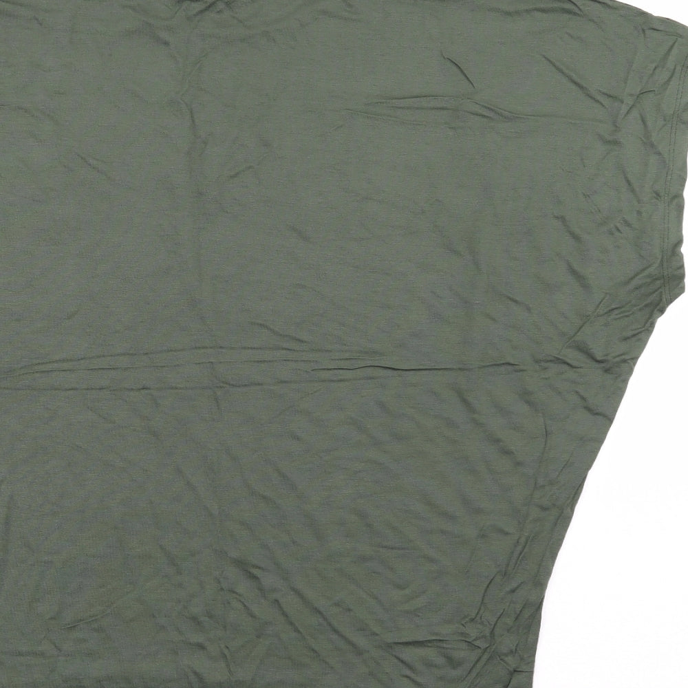 New Look Womens Green Floral  Basic Blouse Size 10  - Bat Wing