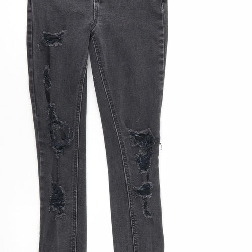 New Look Girls Black  Denim Skinny Jeans Size 12 Years - DISTRESSED