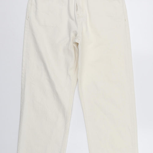 M&S Womens White  Denim Straight Jeans Size 10 L26 in