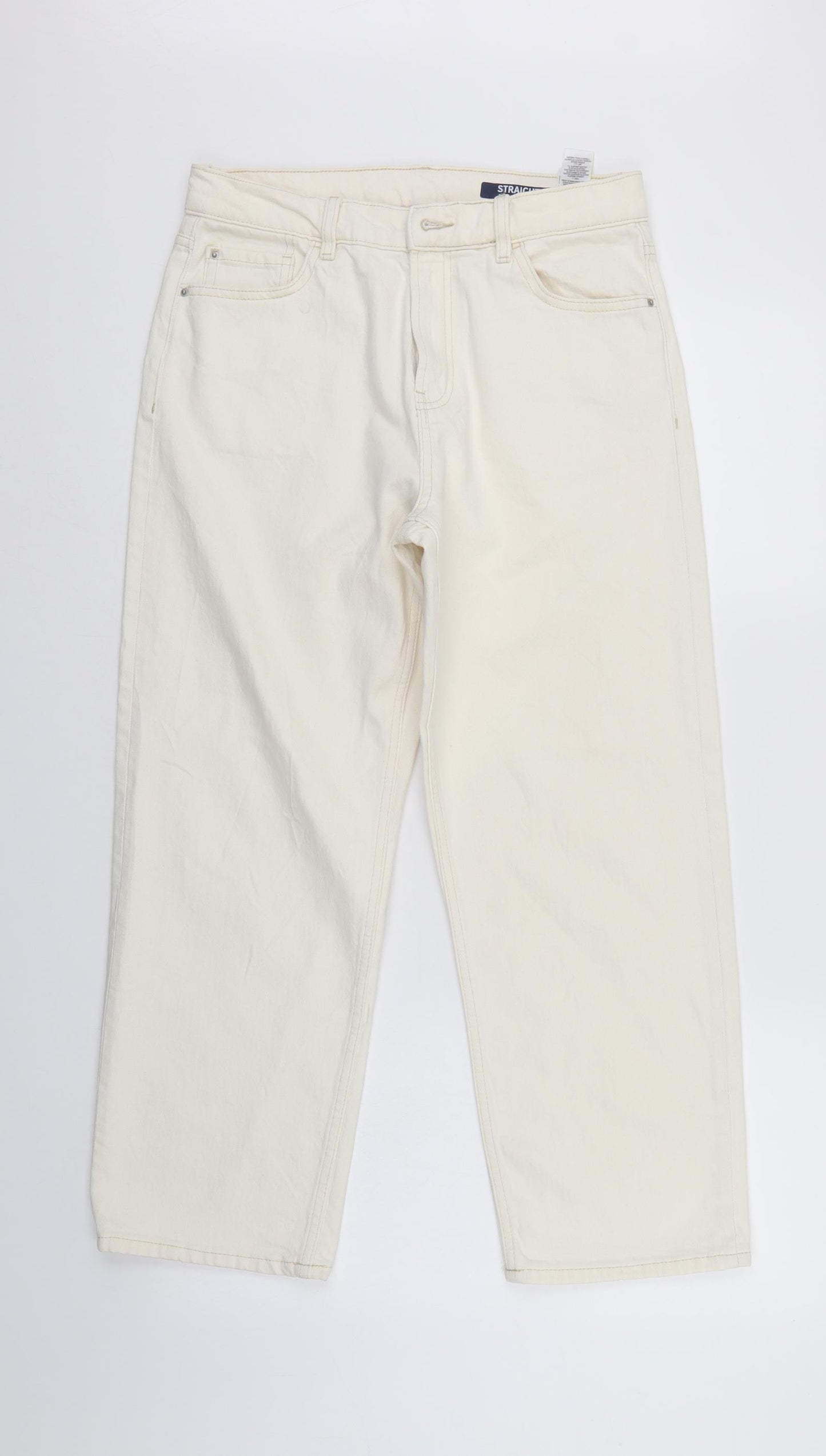 M&S Womens White  Denim Straight Jeans Size 10 L26 in