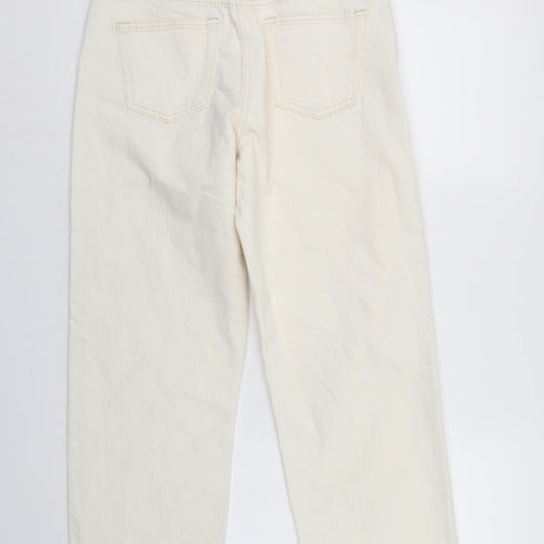 M&S Womens White  Denim Straight Jeans Size 10 L26 in