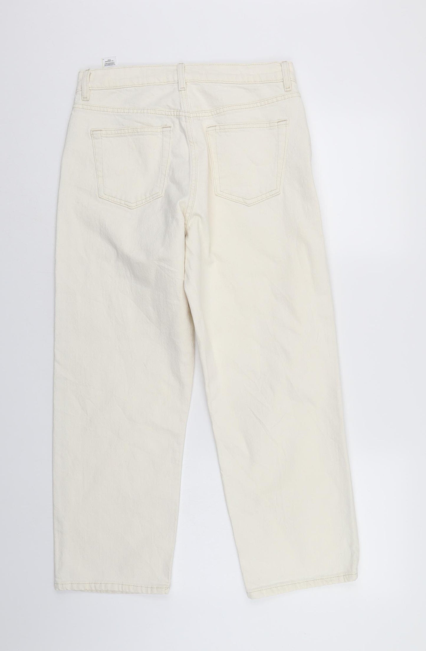 M&S Womens White  Denim Straight Jeans Size 10 L26 in