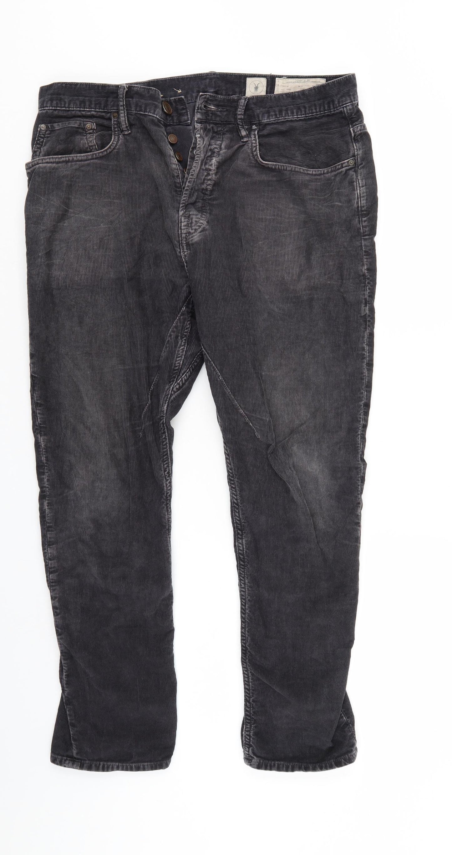 AllSaints Mens Black  Corduroy Trousers  Size 32 L26 in
