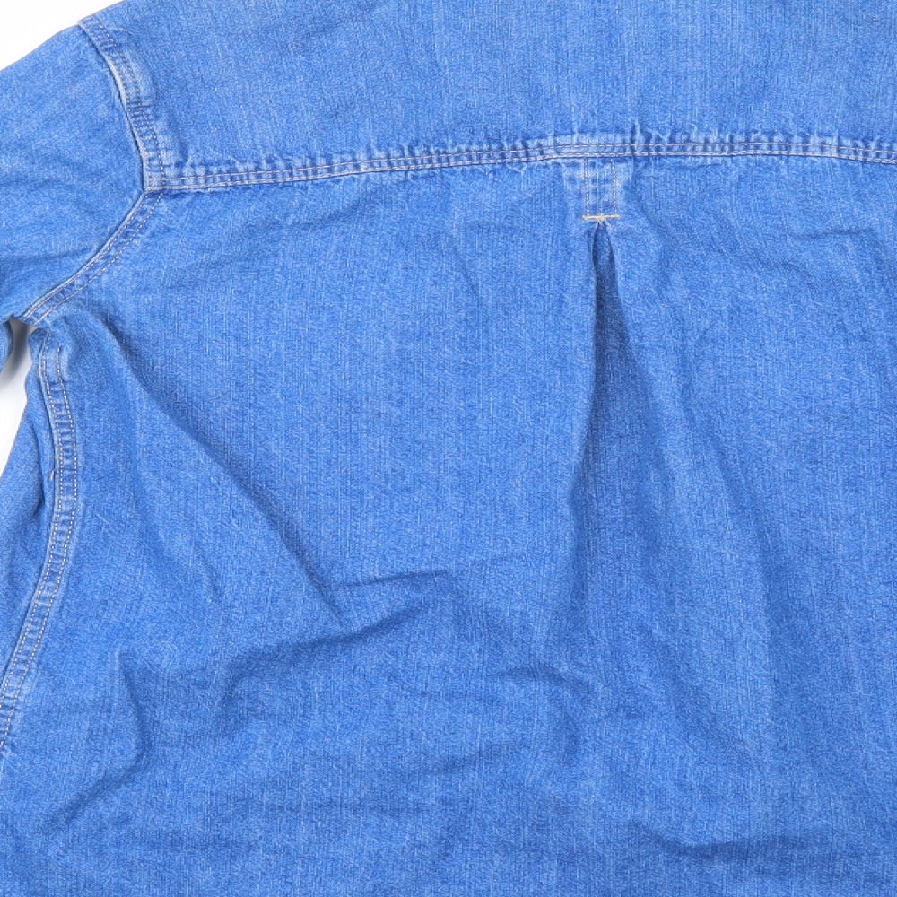 Zara Womens Blue  Denim Basic Button-Up Size XS