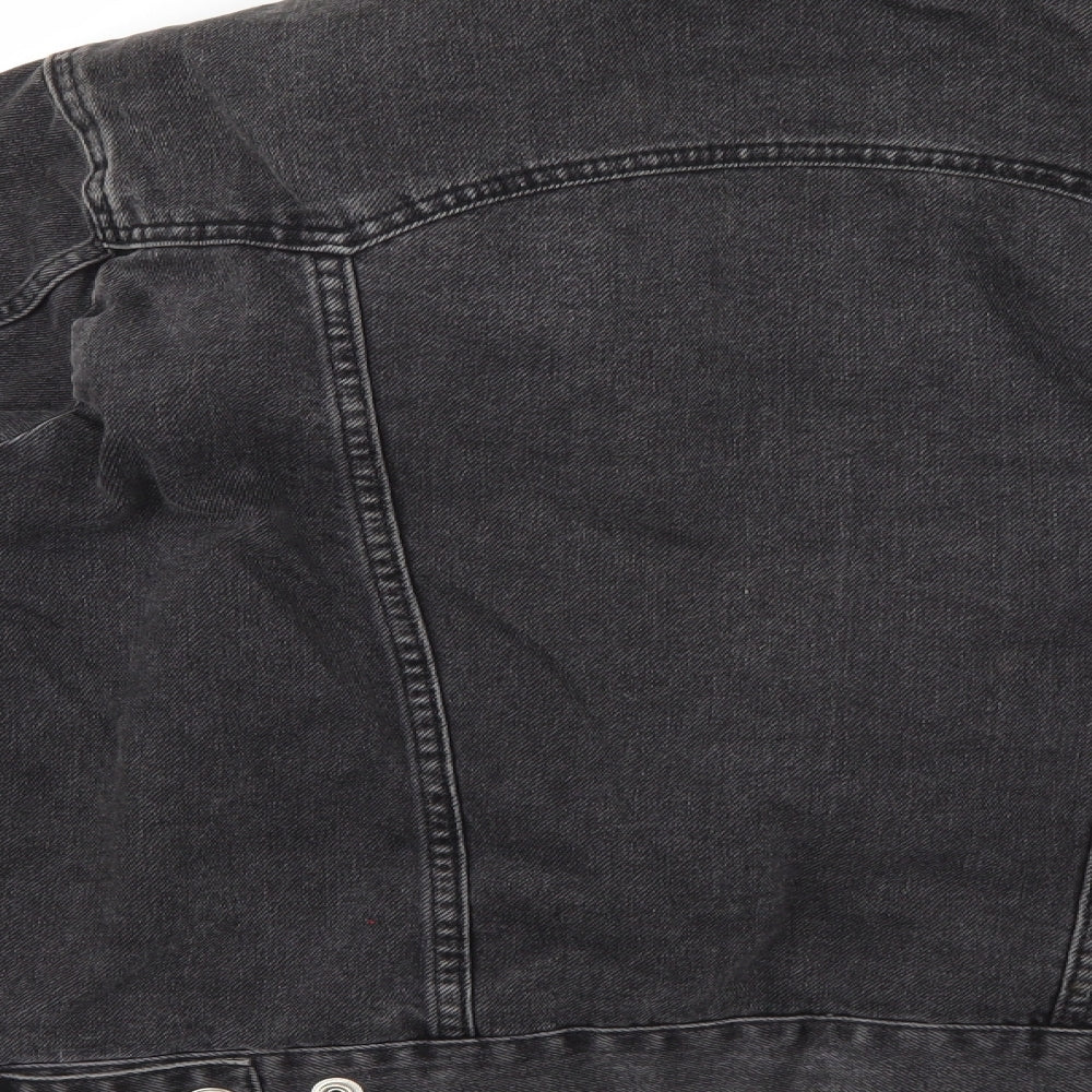 Top Shop Womens Black  Denim Jacket Coatigan Size 10