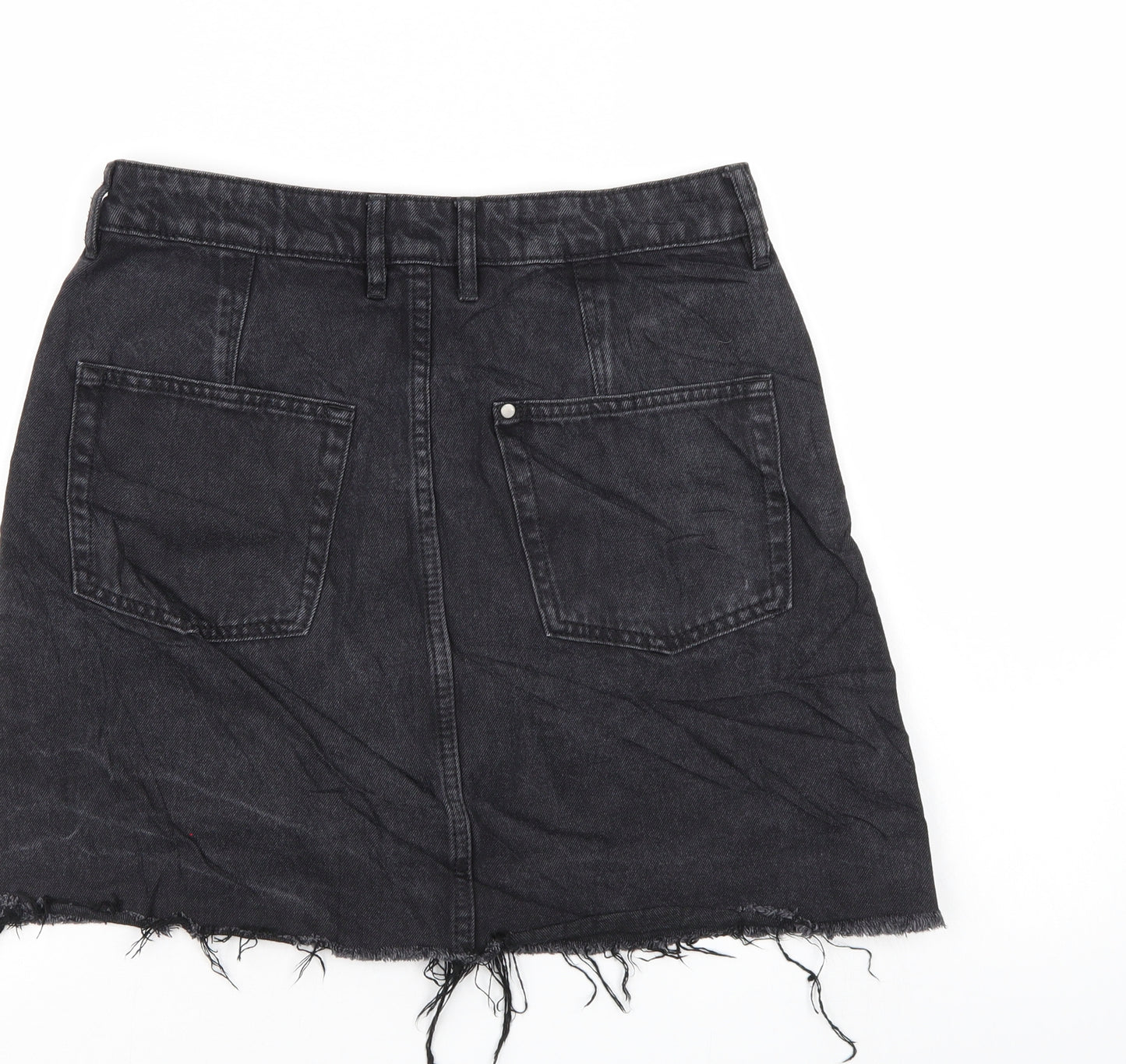 & denim Womens Black  Denim A-Line Skirt Size 10  - Distressed