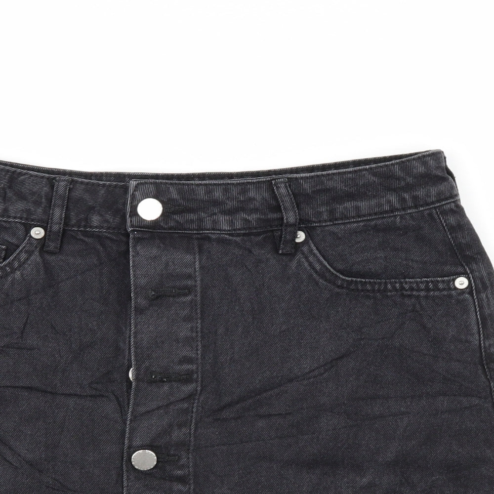 & denim Womens Black  Denim A-Line Skirt Size 10  - Distressed