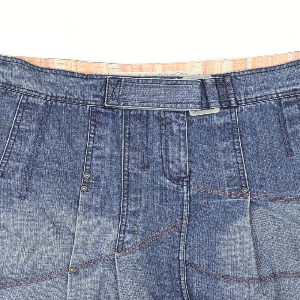 Fat Face Womens Blue  Denim A-Line Skirt Size 16