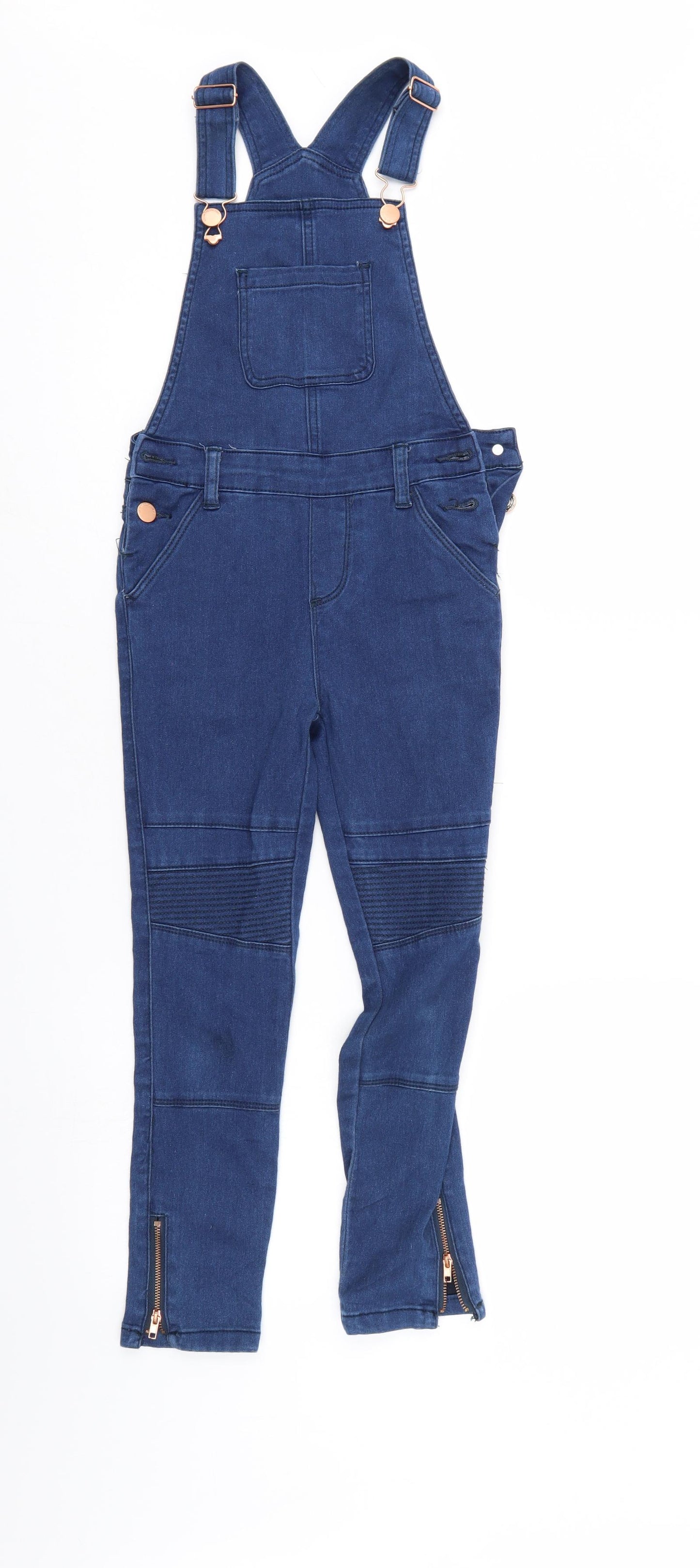 Denim & Co. Girls Blue  Denim Dungaree One-Piece Size 8-9 Years