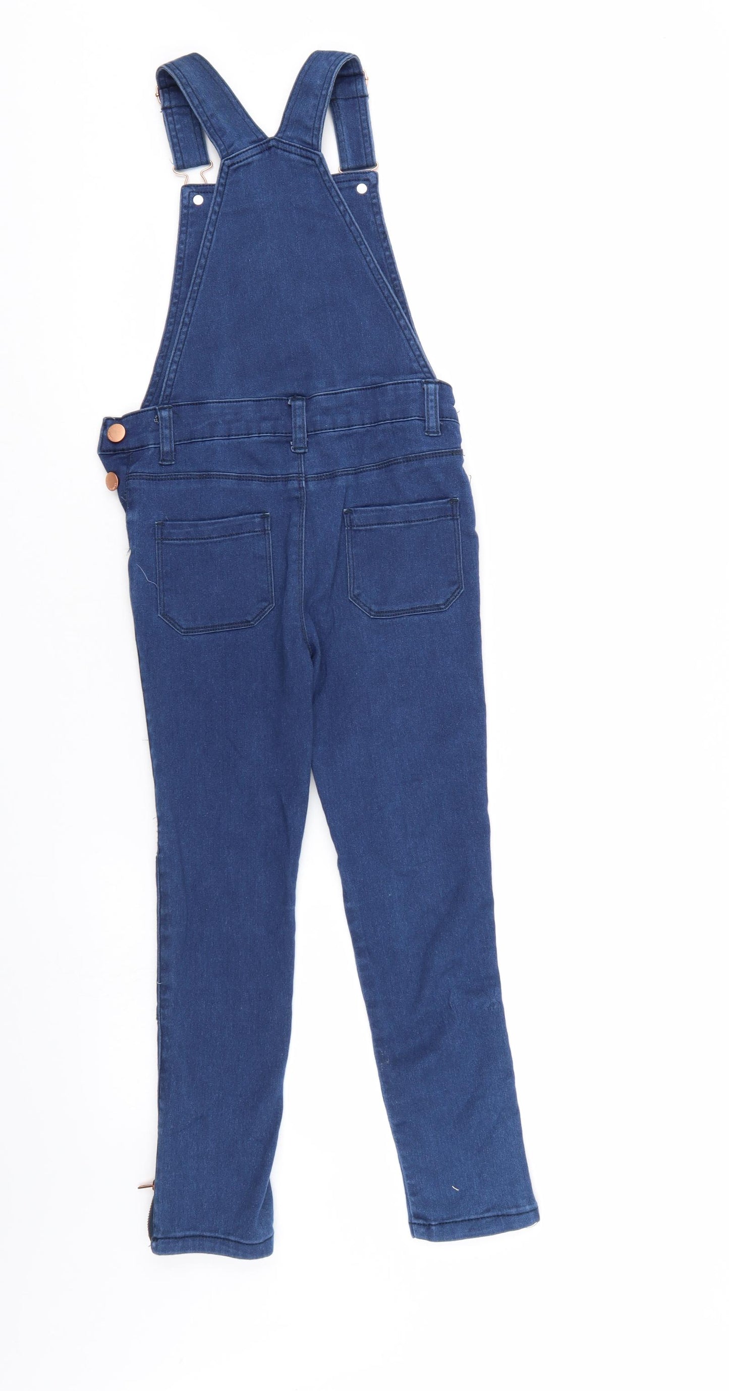 Denim & Co. Girls Blue  Denim Dungaree One-Piece Size 8-9 Years