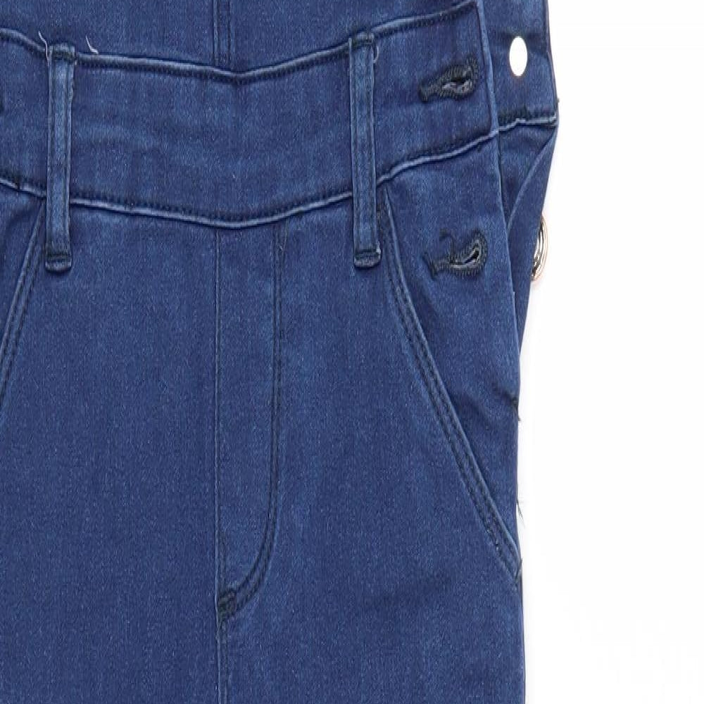 Denim & Co. Girls Blue  Denim Dungaree One-Piece Size 8-9 Years