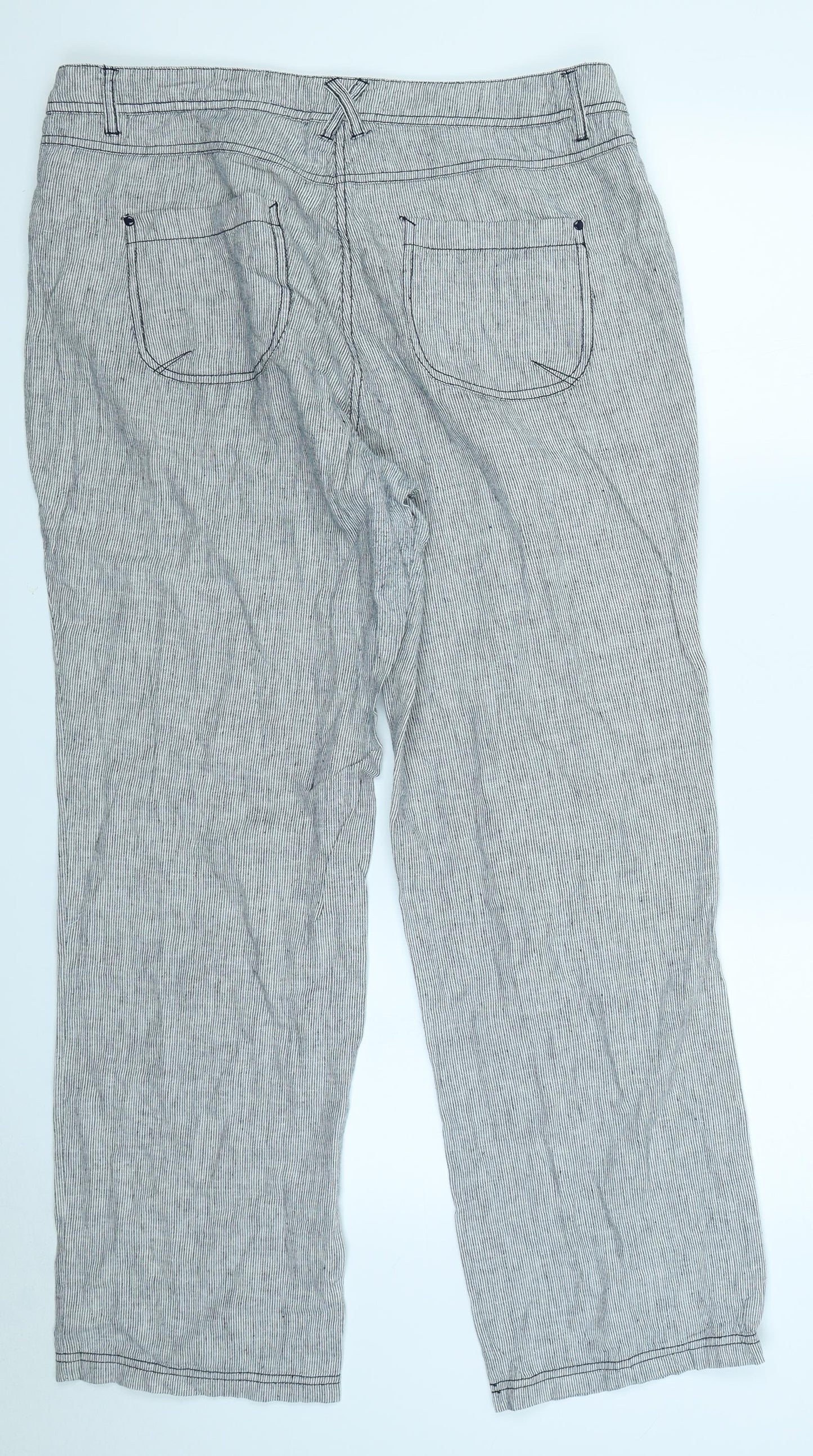 M&Co Womens Grey Striped  Trousers  Size 14 L28 in