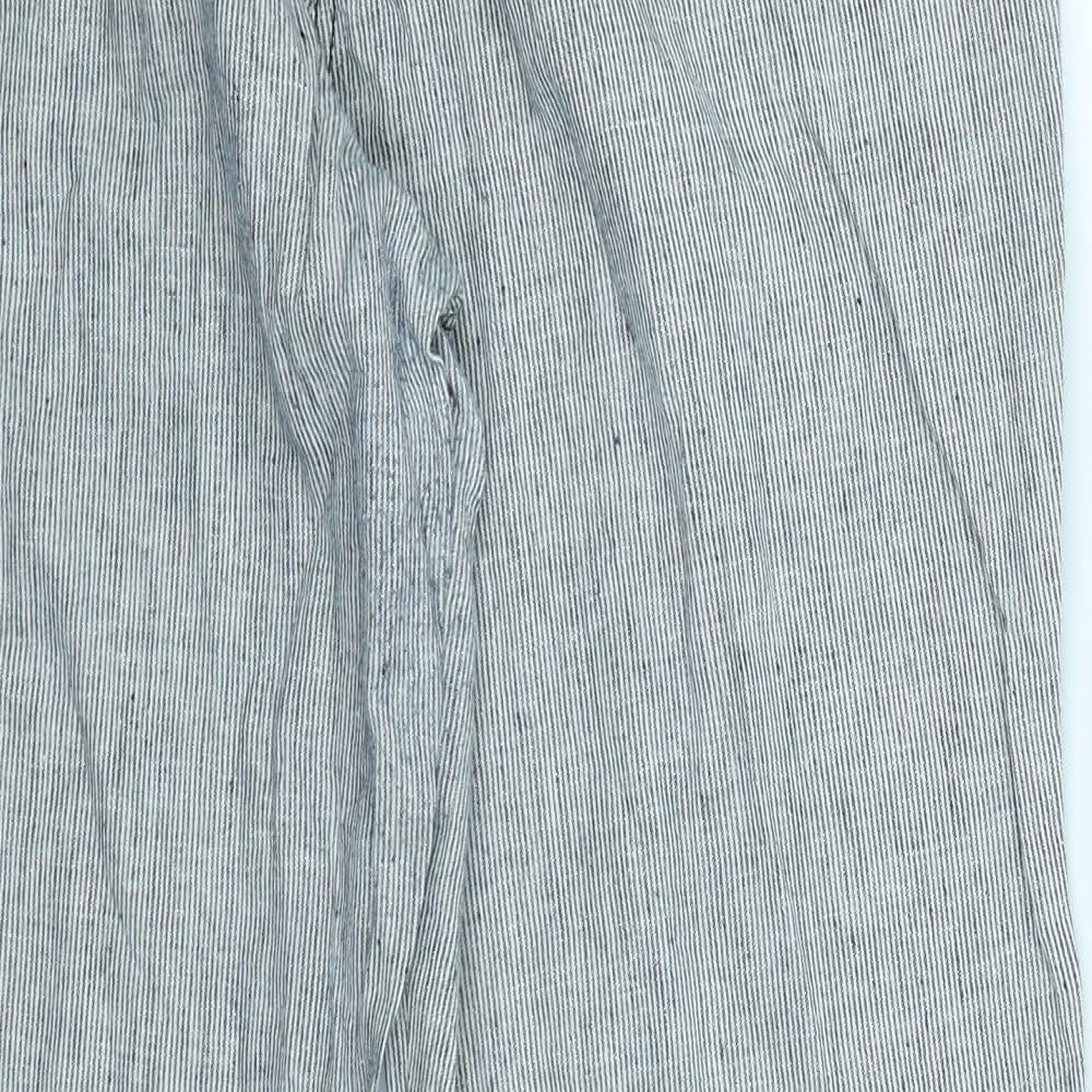 M&Co Womens Grey Striped  Trousers  Size 14 L28 in