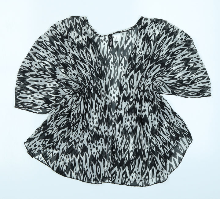 Divided Womens Black Animal Print  Kimono Jacket Size M