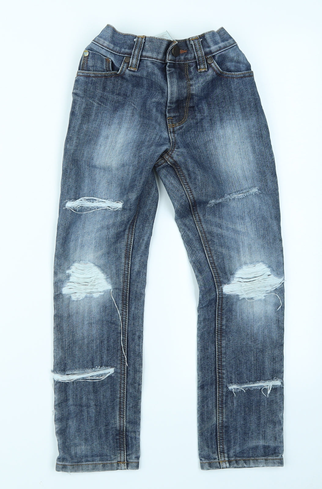 NEXT Boys Blue  Denim Straight Jeans Size 6 Years - Ripped knee