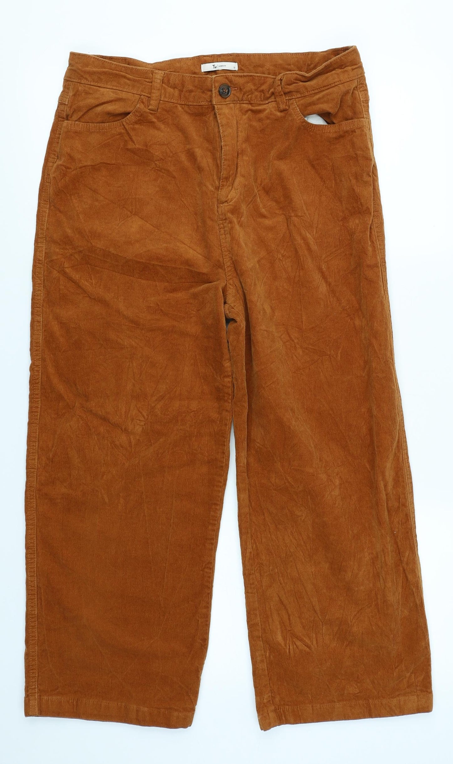 TU Womens Brown  Corduroy Chino Trousers Size 12 L28 in
