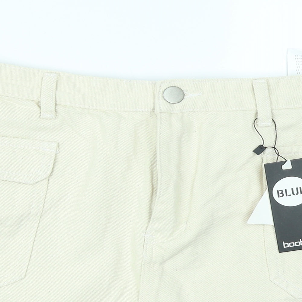 Boohoo Womens Ivory  Denim Mom Shorts Size 16