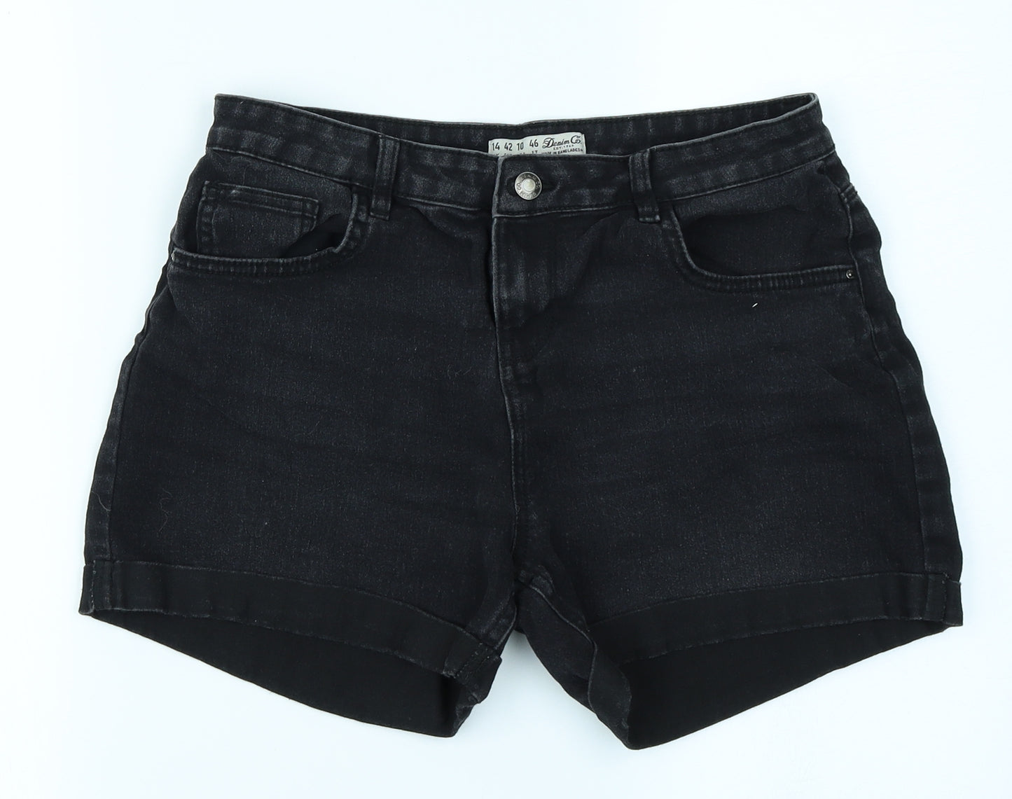 Denim Co Womens Black  Denim Mom Shorts Size 14