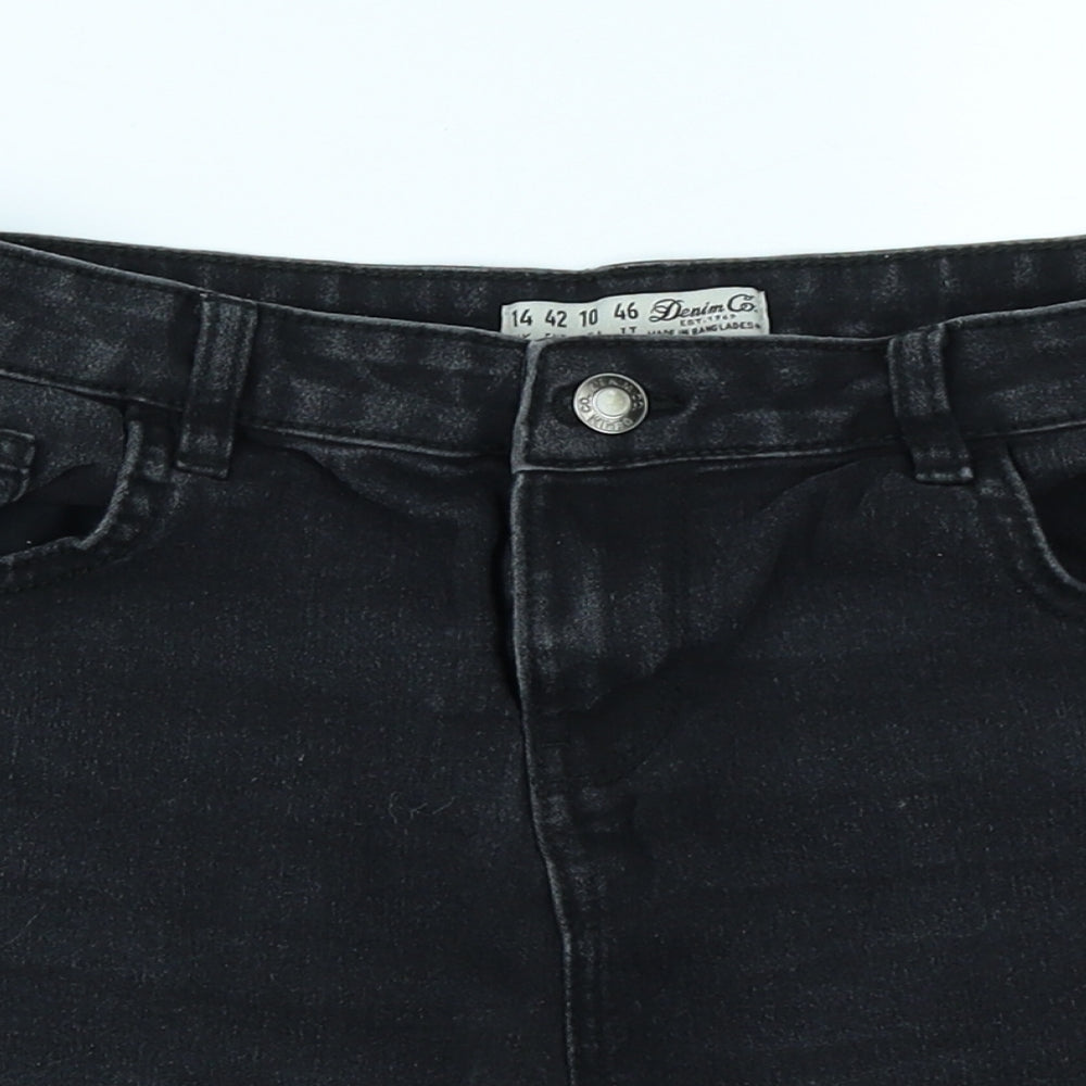 Denim Co Womens Black  Denim Mom Shorts Size 14