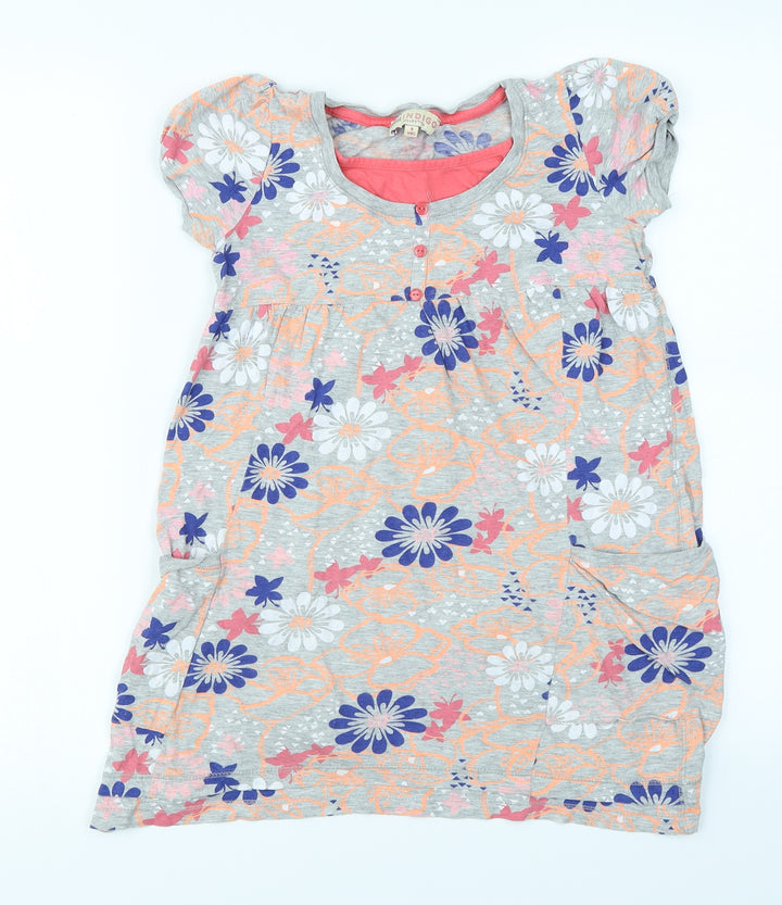 Indigo Girls Grey Floral A-Line Size 9 Years
