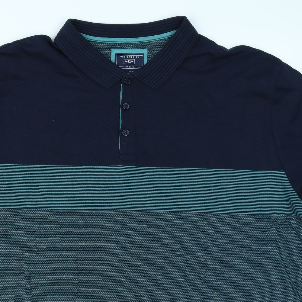 F&F Mens Green Colourblock   Polo Size 2XL