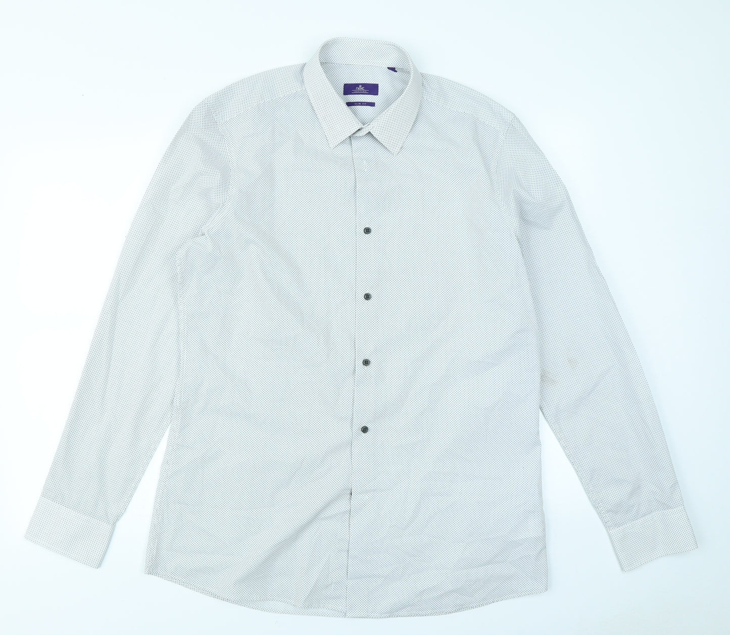 NEXT Mens White Spotted   Dress Shirt Size 16.5