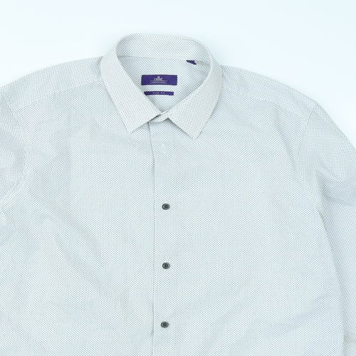 NEXT Mens White Spotted   Dress Shirt Size 16.5