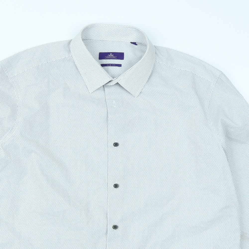 NEXT Mens White Spotted   Dress Shirt Size 16.5
