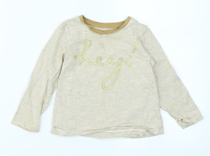 NEXT Girls Brown Striped Basic T-Shirt Size 12-18 Months