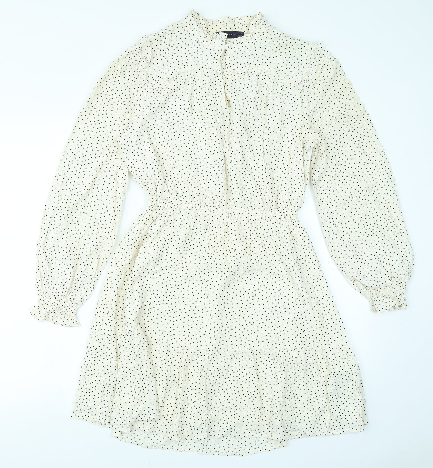 M&S Womens Ivory Polka Dot  Skater Dress  Size 8