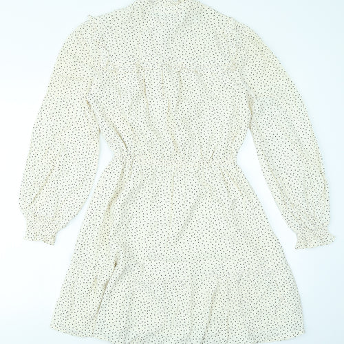 M&S Womens Ivory Polka Dot  Skater Dress  Size 8